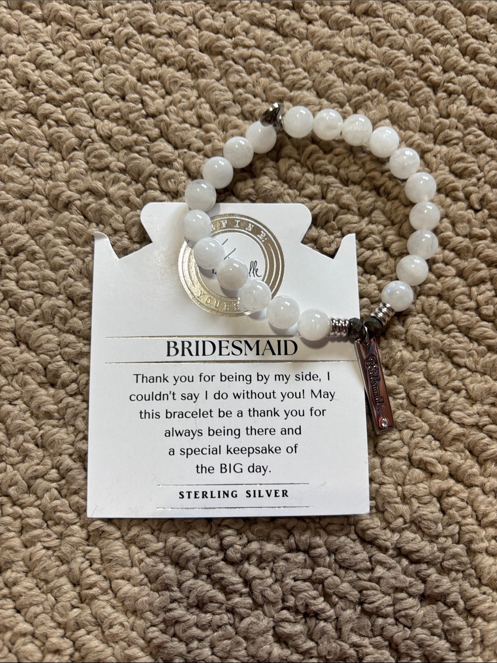 Sterling Silver White Beaded Bridesmaid Bracelet
